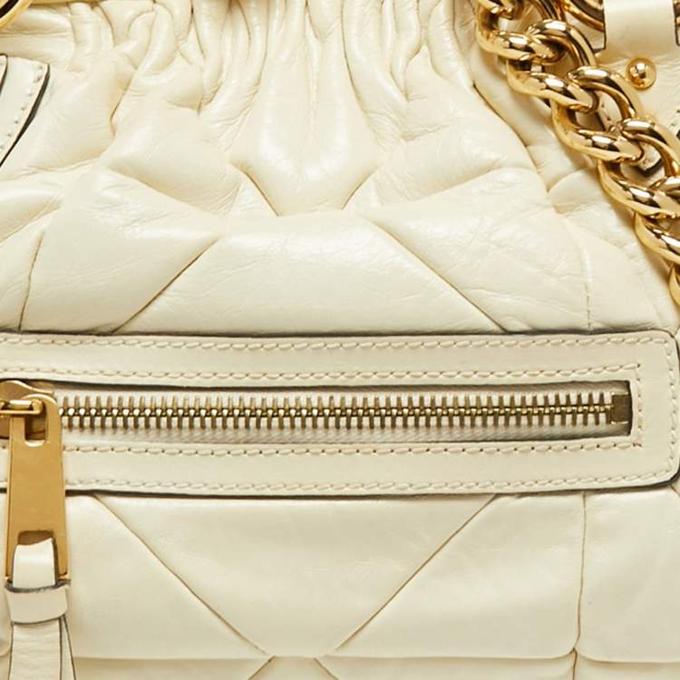 Pre Owned Marc Jacobs Off-White Leather Stam Satchel