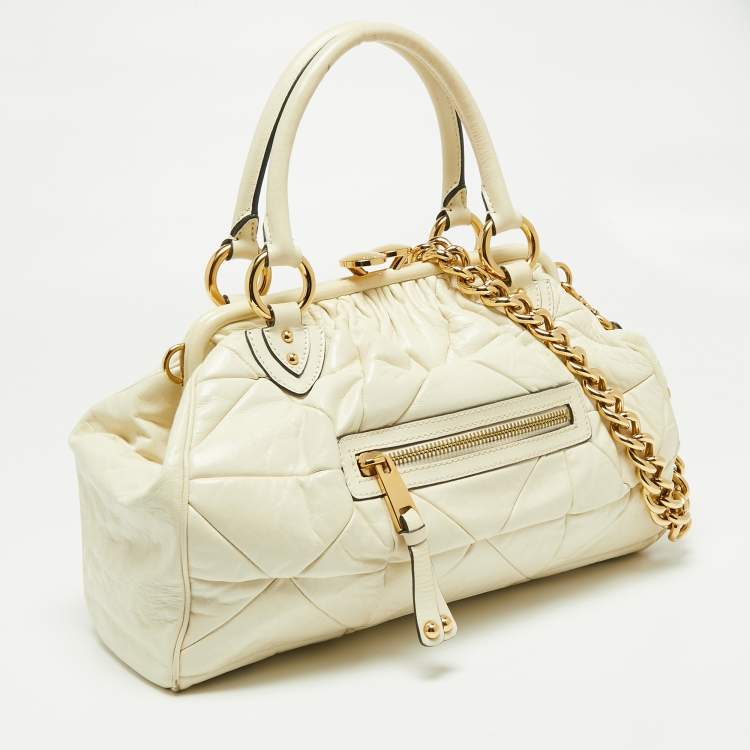 Pre Owned Marc Jacobs Off-White Leather Stam Satchel