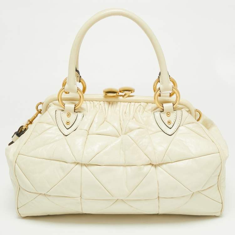 Pre Owned Marc Jacobs Off-White Leather Stam Satchel