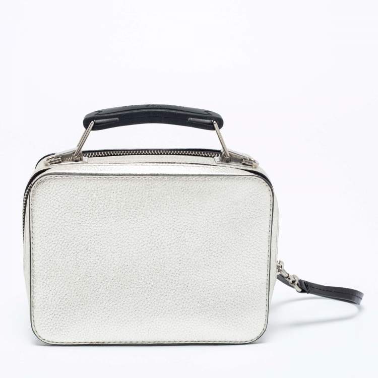 Pre Owned Marc Jacobs Silver Leather The Box 20 Top Handle Bag