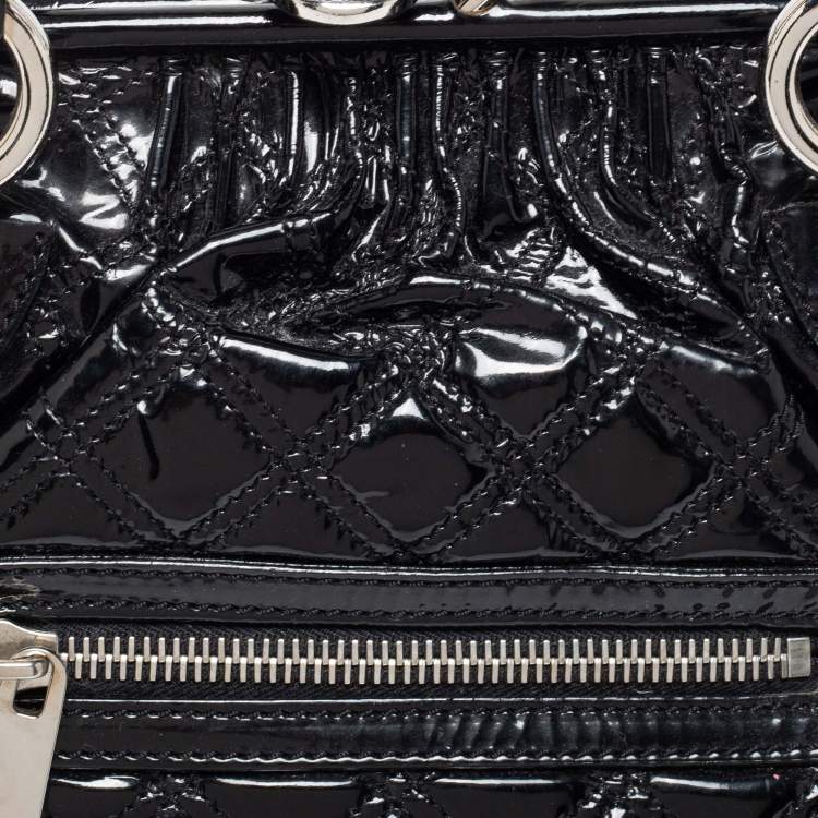 Pre Owned Marc Jacobs Black Quilted Patent Leather Stam Satchel