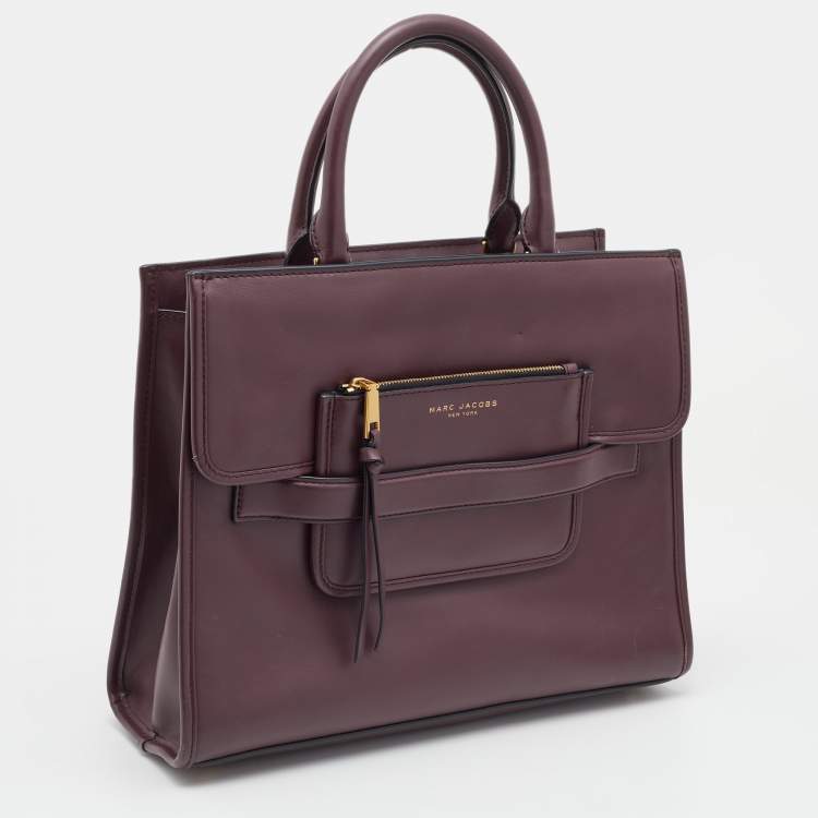 Pre Owned Marc Jacobs Burgundy Leather Madison North South Tote