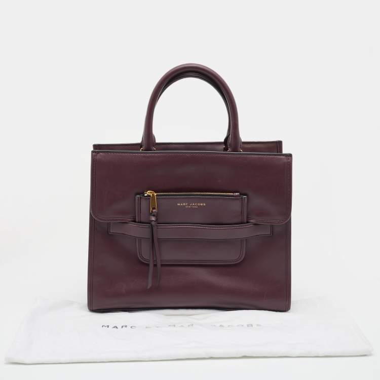 Pre Owned Marc Jacobs Burgundy Leather Madison North South Tote