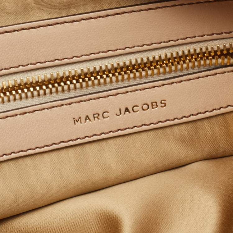 Pre Owned Marc Jacobs Beige Leather Crystal Embellished Flap Top Handle Bag
