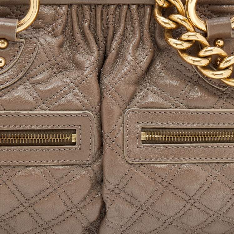 Pre Owned Marc Jacobs Grey Quilted Leather Stam Satchel