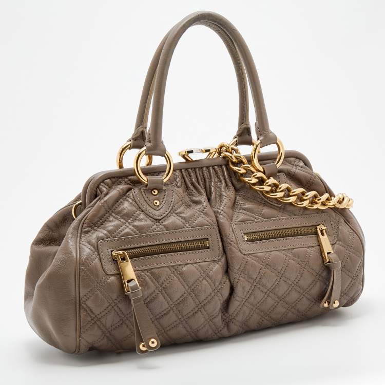 Pre Owned Marc Jacobs Grey Quilted Leather Stam Satchel