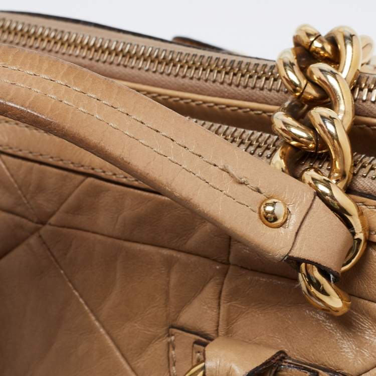 Pre Owned Marc Jacobs Beige Leather Patchwork Ines Satchel