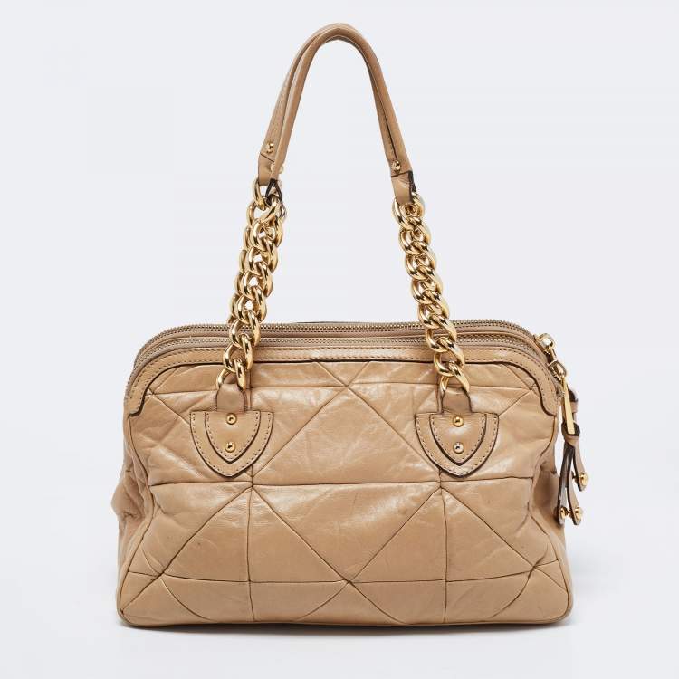 Pre Owned Marc Jacobs Beige Leather Patchwork Ines Satchel