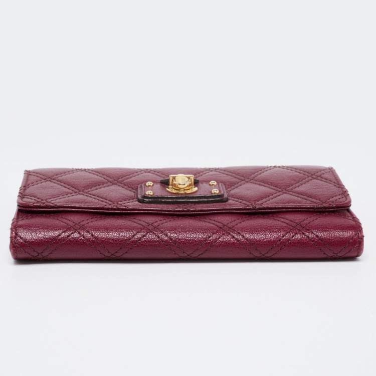 Pre Owned Marc Jacobs Purple Quilted Leather Eugenie Continental Flap Wallet