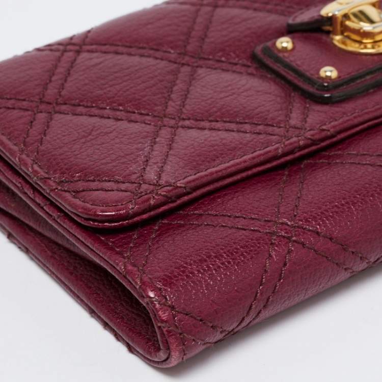 Pre Owned Marc Jacobs Purple Quilted Leather Eugenie Continental Flap Wallet