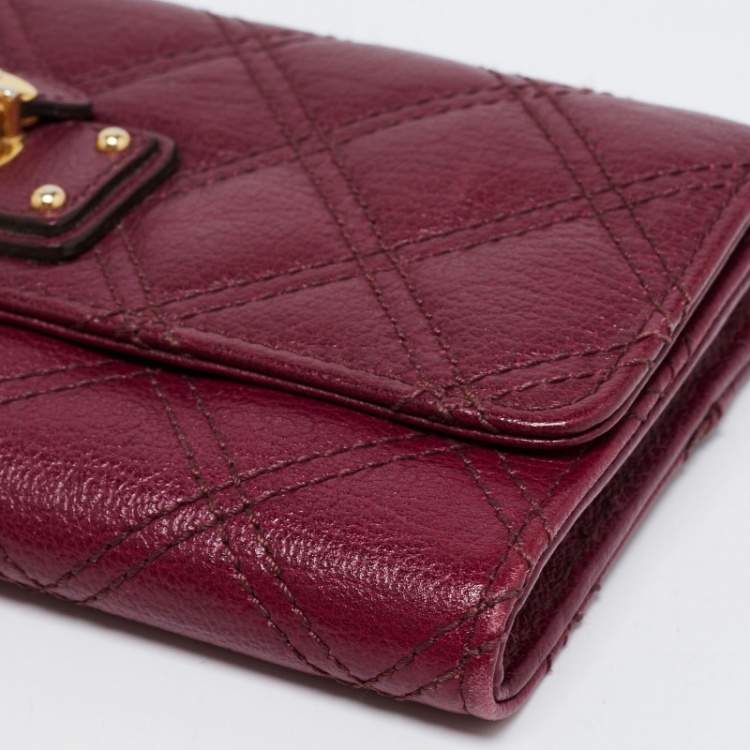 Pre Owned Marc Jacobs Purple Quilted Leather Eugenie Continental Flap Wallet