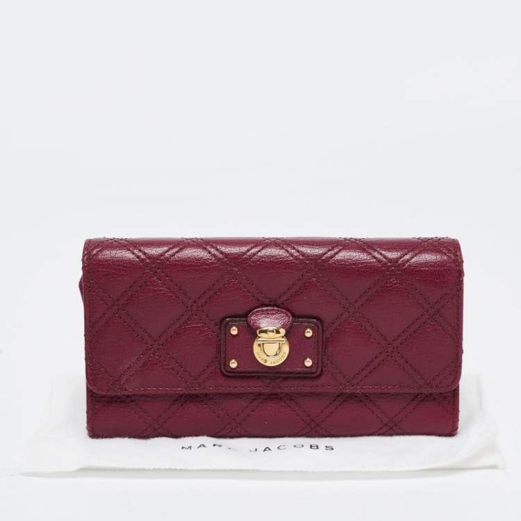 Pre Owned Marc Jacobs Purple Quilted Leather Eugenie Continental Flap Wallet