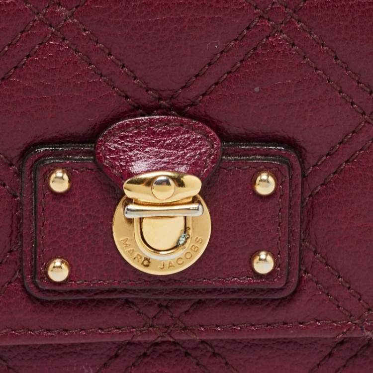Pre Owned Marc Jacobs Purple Quilted Leather Eugenie Continental Flap Wallet