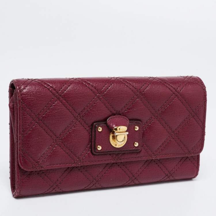 Pre Owned Marc Jacobs Purple Quilted Leather Eugenie Continental Flap Wallet