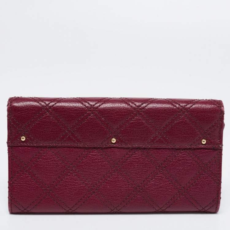 Pre Owned Marc Jacobs Purple Quilted Leather Eugenie Continental Flap Wallet