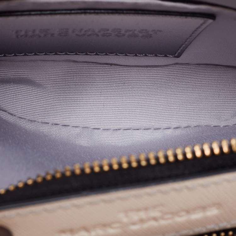 مملوكة مسبقًا Marc Jacobs White/Grey Leather Resin Handle Snapshot CrossBody Bag