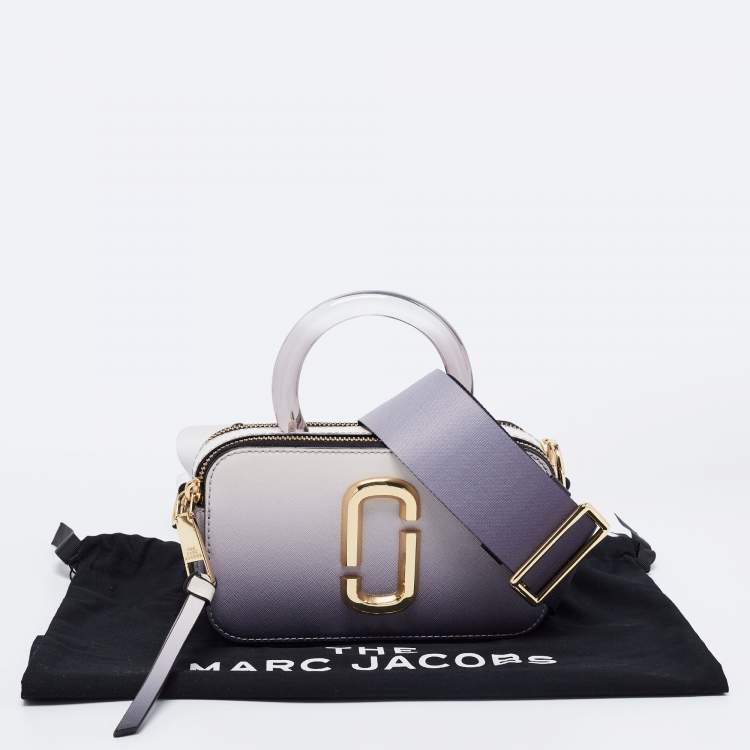 مملوكة مسبقًا Marc Jacobs White/Grey Leather Resin Handle Snapshot CrossBody Bag
