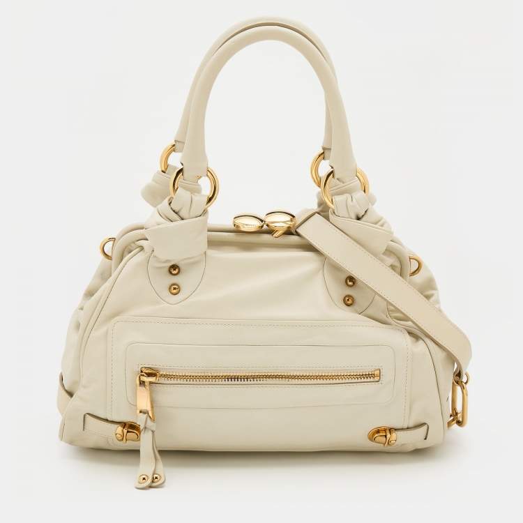 Pre Owned Marc Jacobs Off White Leather Stam Satchel