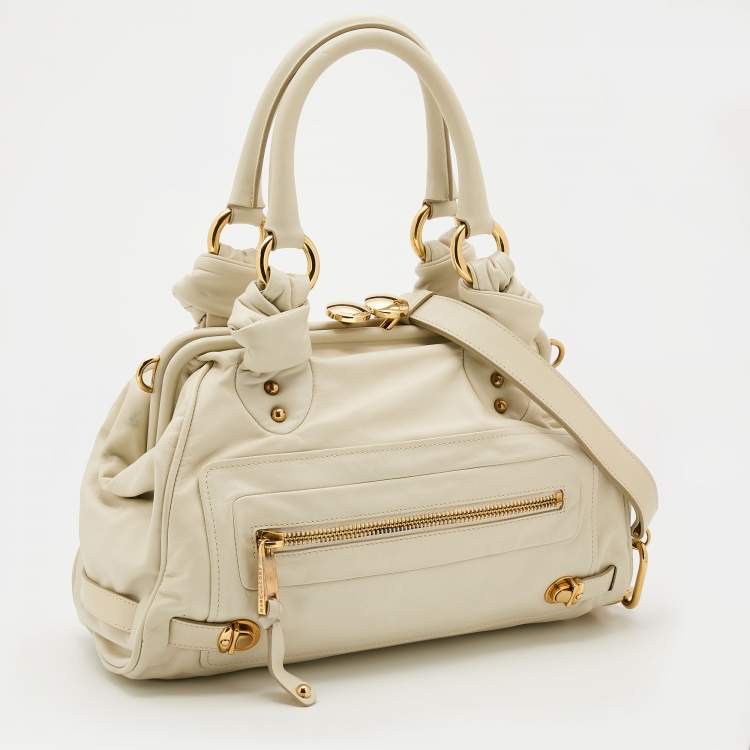 Pre Owned Marc Jacobs Off White Leather Stam Satchel