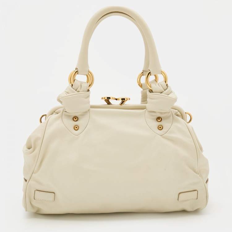 Pre Owned Marc Jacobs Off White Leather Stam Satchel