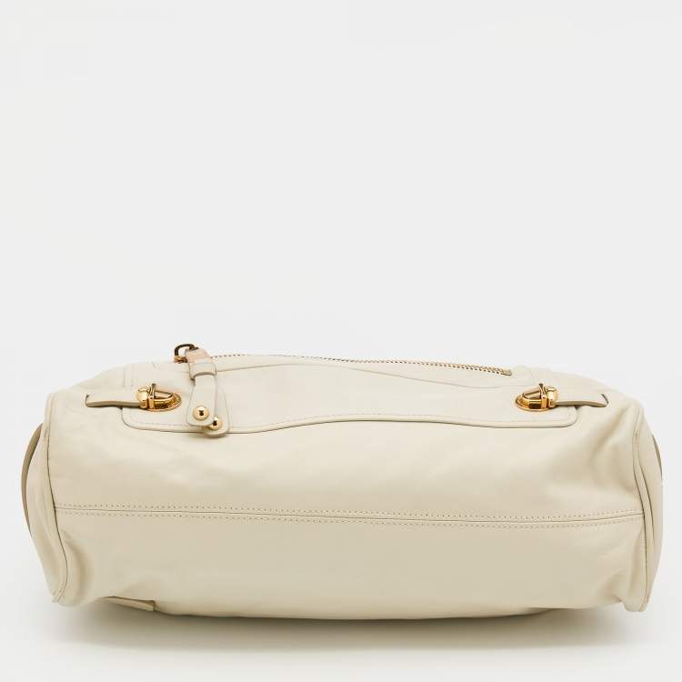 Pre Owned Marc Jacobs Off White Leather Stam Satchel