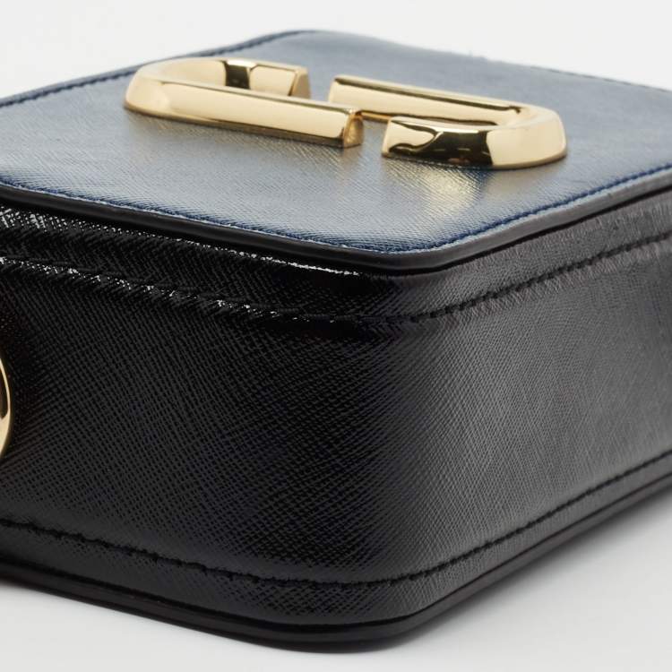 Pre Owned Marc Jacobs Two Tone Blue Leather Snapshot Crossbody Bag