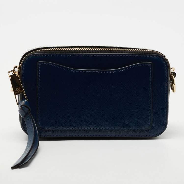 Pre Owned Marc Jacobs Two Tone Blue Leather Snapshot Crossbody Bag
