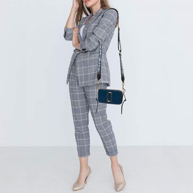 Pre Owned Marc Jacobs Two Tone Blue Leather Snapshot Crossbody Bag