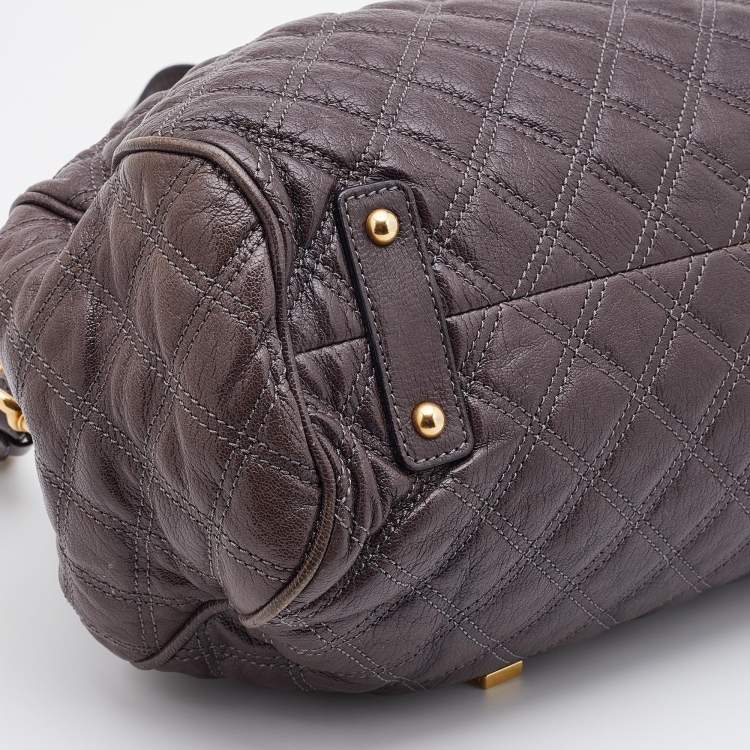 Pre Owned Marc Jacobs Etoupe Quilted Leather Stam Satchel