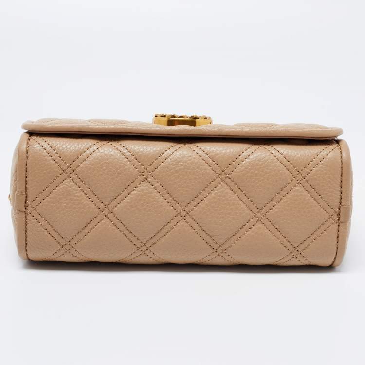 Pre Owned Marc Jacobs Tan Quilted Leather The Status Flap Crossbody Bag