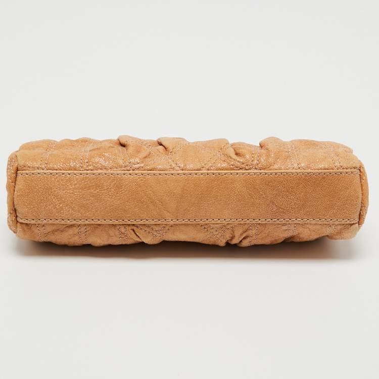 Pre Owned Marc Jacobs Beige/Yellow Quilted Leather Turnlock Clutch