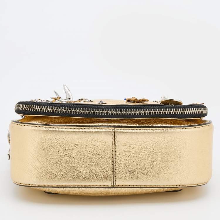 Pre Owned Marc Jacobs Gold Leather Charms and Trinkets Saddle Shoulder Bag