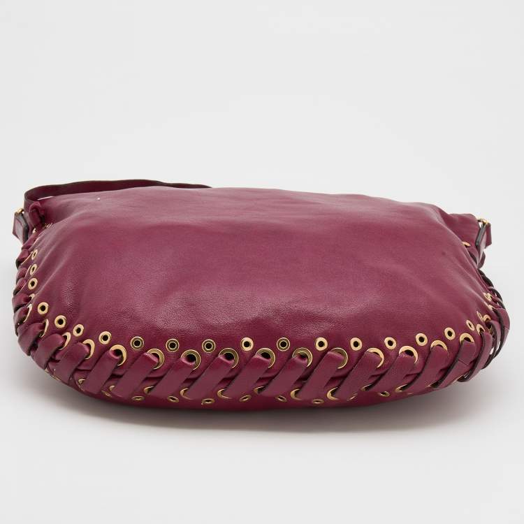 Pre Owned Marc Jacobs Burgundy Leather Lace Nomad Hobo