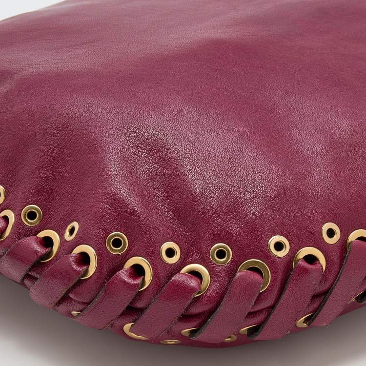 Pre Owned Marc Jacobs Burgundy Leather Lace Nomad Hobo