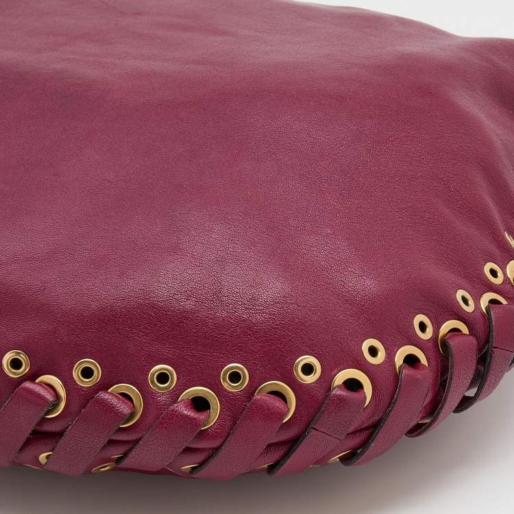 Pre Owned Marc Jacobs Burgundy Leather Lace Nomad Hobo