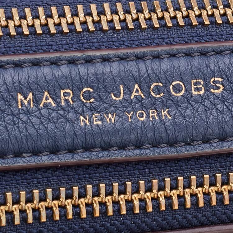 Pre Owned Marc Jacobs Navy Blue Leather Double Zip Crossbody Bag