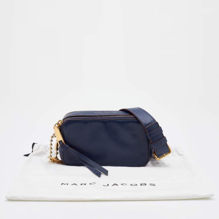 Pre Owned Marc Jacobs Navy Blue Leather Double Zip Crossbody Bag