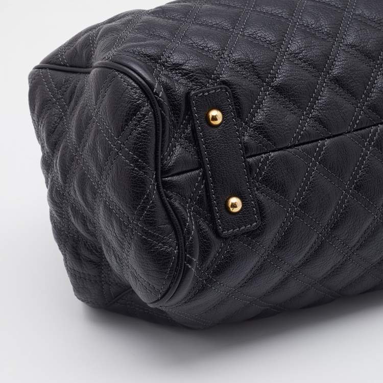 Pre Owned Marc Jacobs Black Quilted Leather Stam Satchel Bag