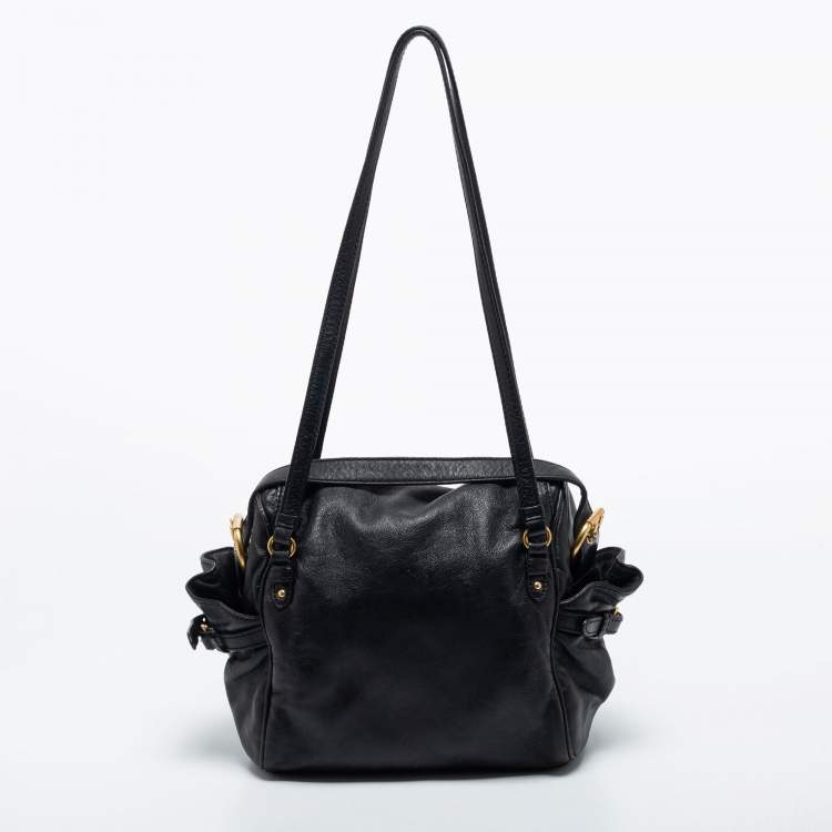 Pre Owned Marc Jacobs Black Leather Petal to the Metal Natasha Bird Shoulder Bag