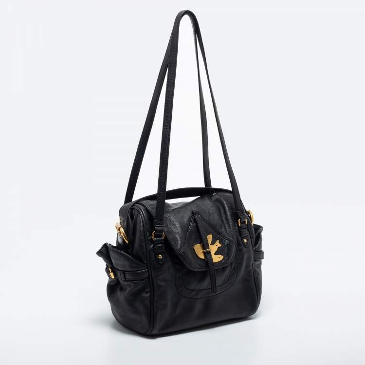 Pre Owned Marc Jacobs Black Leather Petal to the Metal Natasha Bird Shoulder Bag