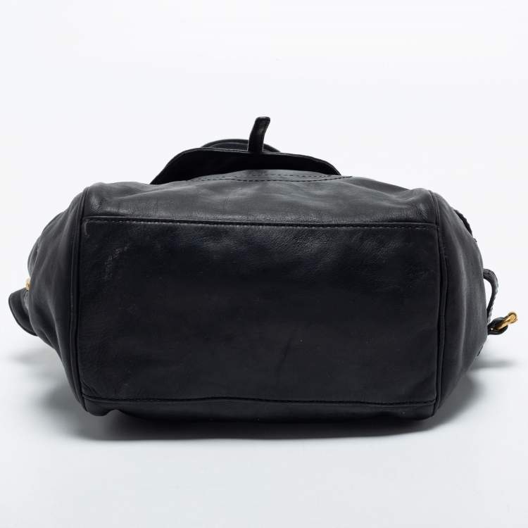 Pre Owned Marc Jacobs Black Leather Petal to the Metal Natasha Bird Shoulder Bag