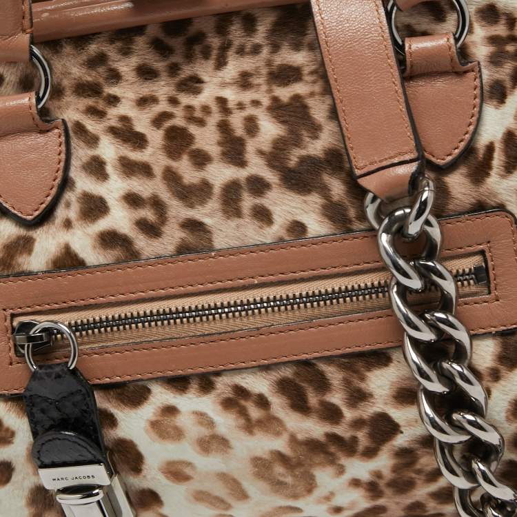 Pre Owned Marc Jacobs Dusty Pink Animal Printed Calf Hair and Leather Stam Satchel