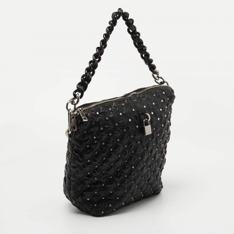 Pre Owned Marc Jacobs Black Leather Embellished Shoulder Bag
