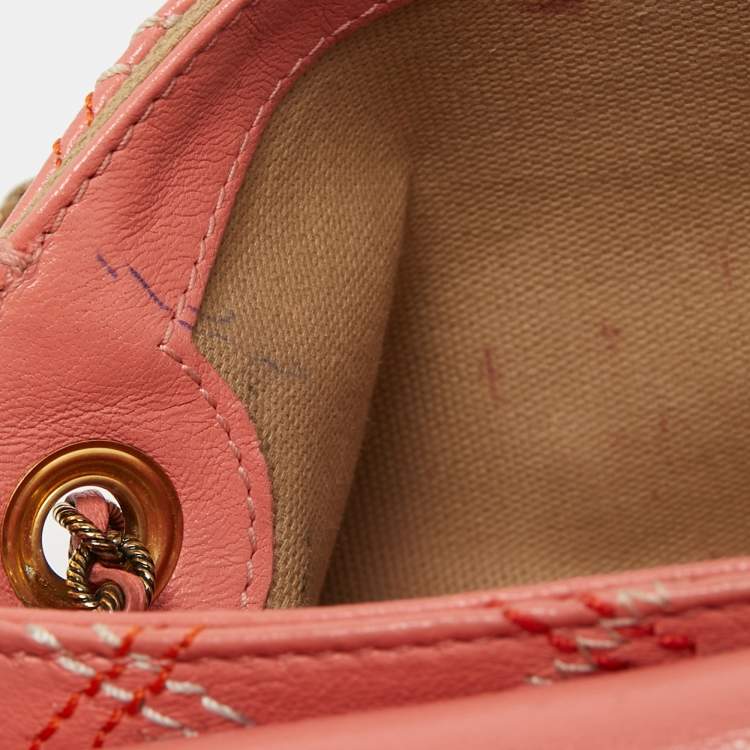 Pre Owned Marc Jacobs Peach Quilted Leather Flap Crossbody Bag