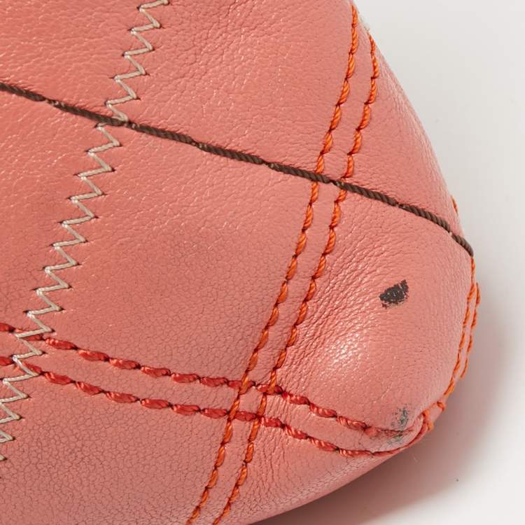 Pre Owned Marc Jacobs Peach Quilted Leather Flap Crossbody Bag