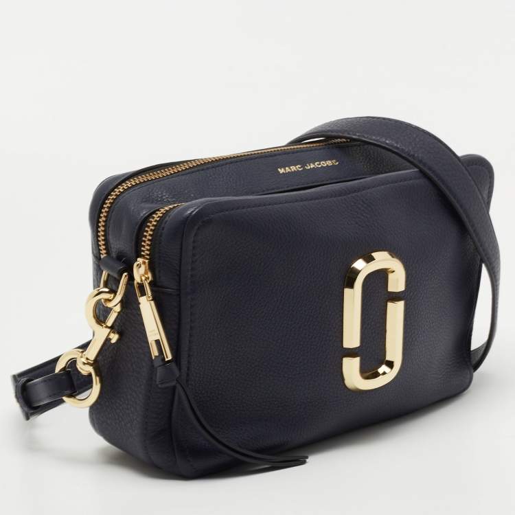 Pre Owned Marc Jacobs Navy Blue Leather Snapshot Crossbody Bag