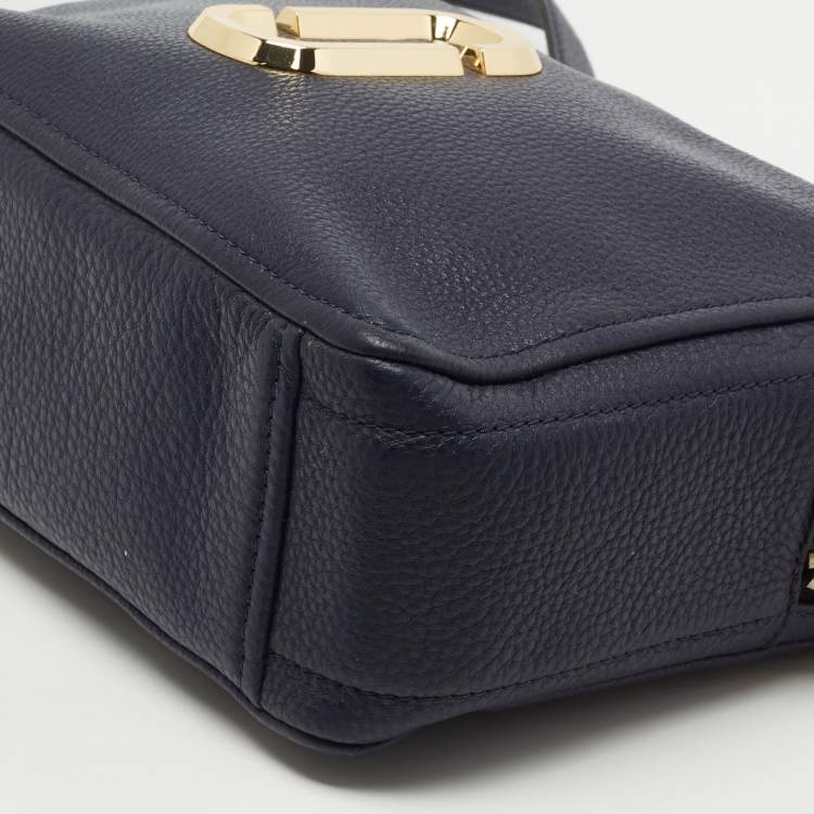 Pre Owned Marc Jacobs Navy Blue Leather Snapshot Crossbody Bag