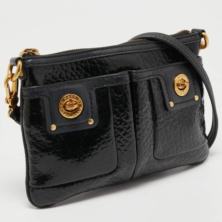 Pre Owned Marc by Marc Jacobs Black Patent Leather Totally Turnlock Percy Crossbody Bag