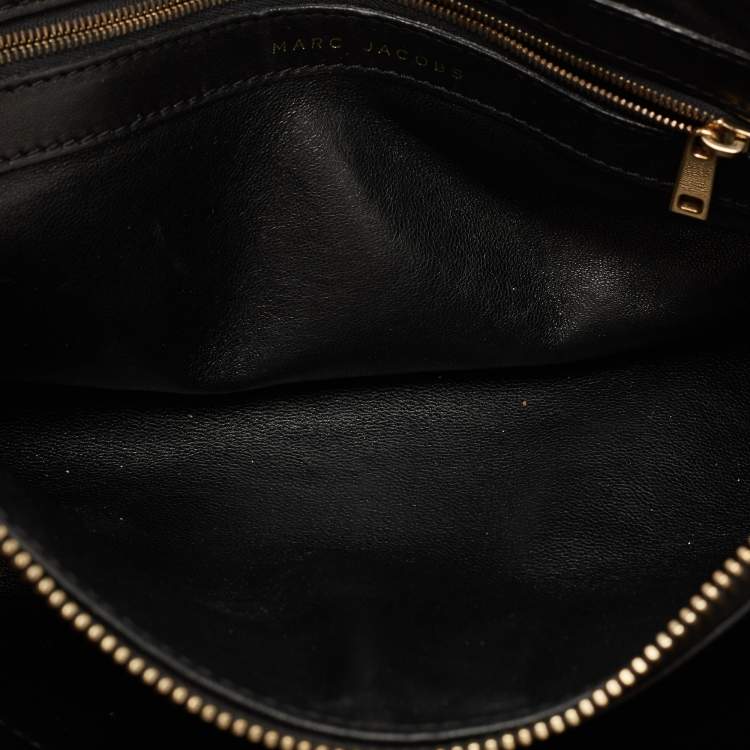 Pre Owned Marc Jacobs Black/Gold Leather Classic Blake Satchel