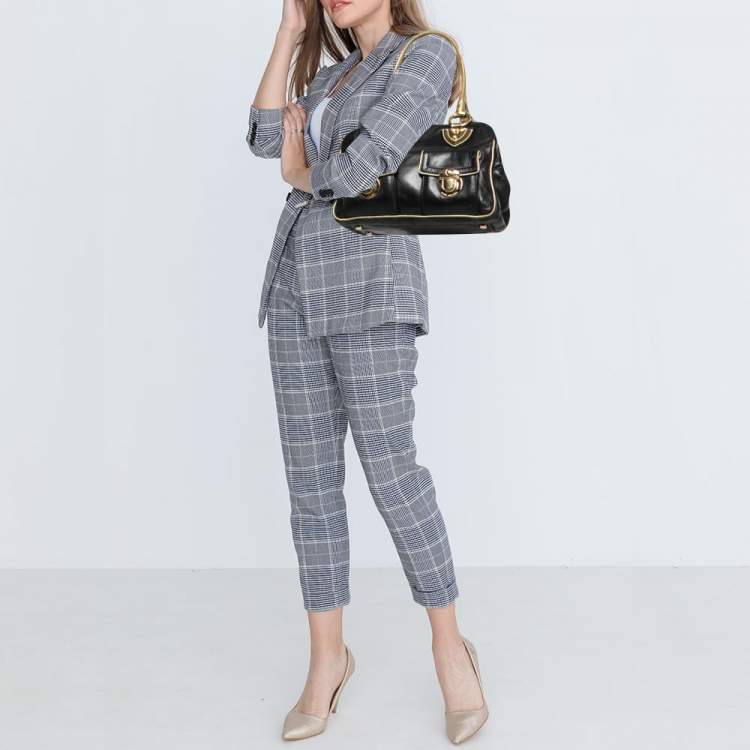 Pre Owned Marc Jacobs Black/Gold Leather Classic Blake Satchel